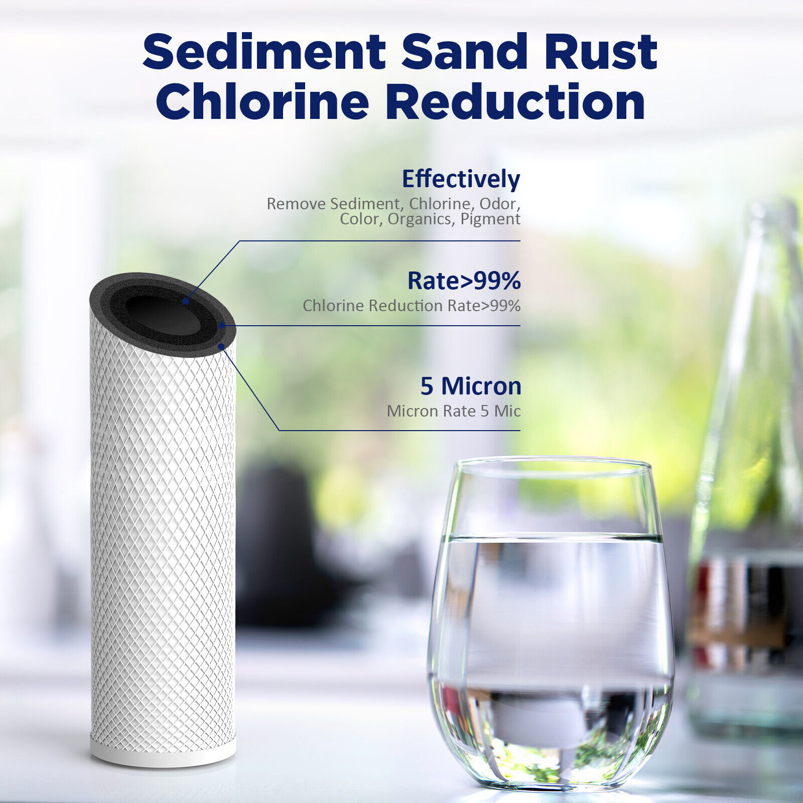 3-Stage KDF Whole House Water Filter System 20″ with Spin Down Sediment Filter