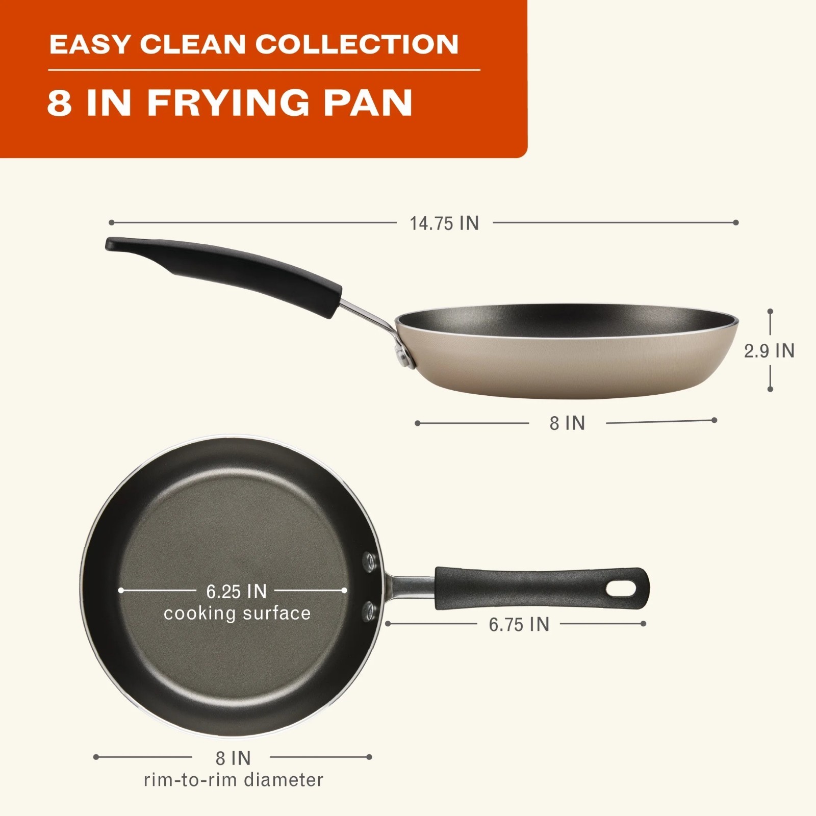 Farberware Easy Clean 8 Inch Nonstick Frying Pan / Skillet, Dishwasher Safe, Cha