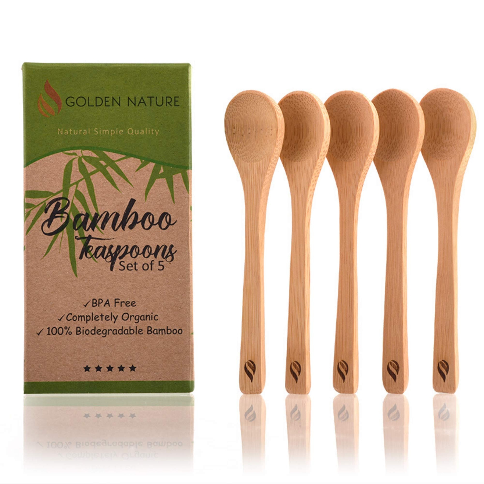 Bamboo Spoon Set 5 Pc Small Kitchen Teaspoons Tiny Wooden Spoons Perfect for