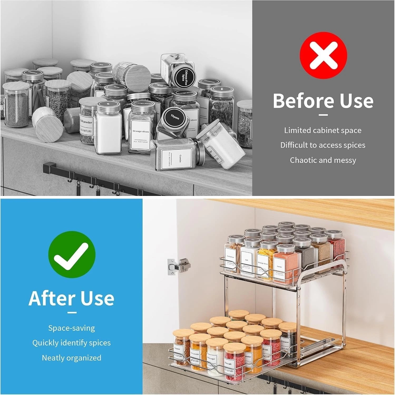 Multifunctional Chrome Spice Rack – Pull Out, Rust Resistant, 9.25”W Organizer