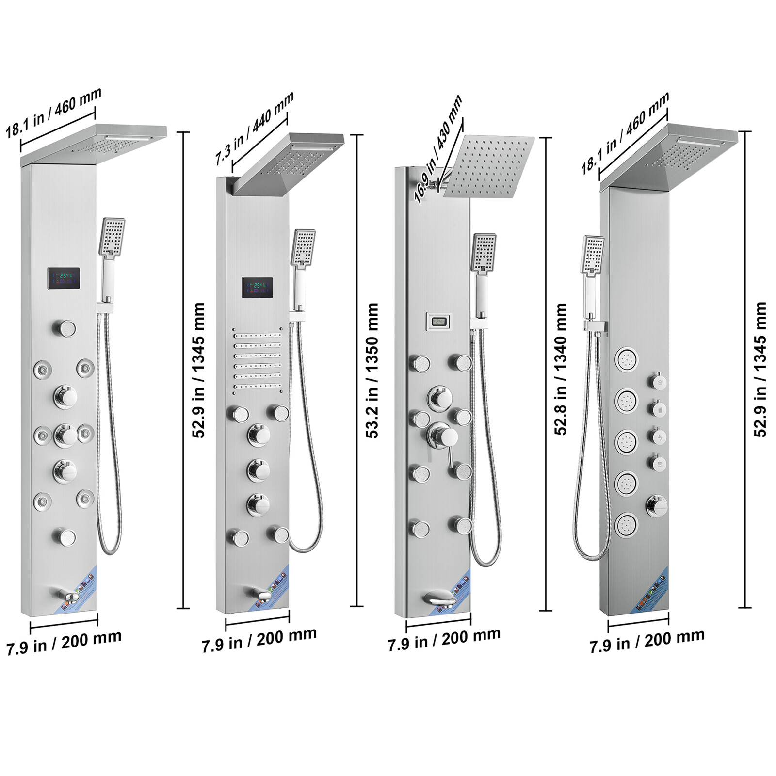 VEVOR Shower Panel Tower Massage System Rain&Waterfall Body Jets Stainless Steel