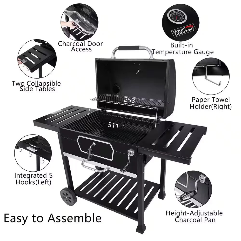 Royal Gourmet 30 in. Charcoal Grill with Cover BBQ Smoker Picnic Camping