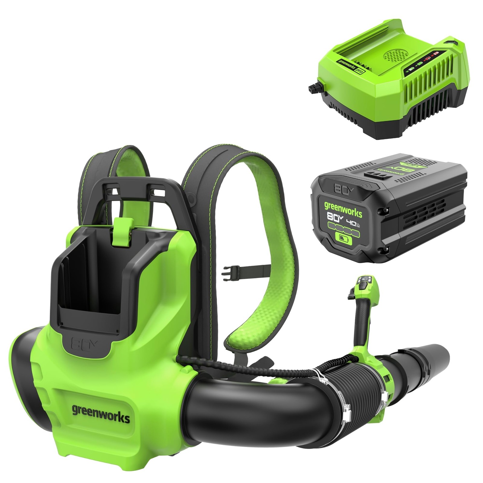 Greenworks 80V 750 CFM / 180 MPH Brushless Backpack Leaf Blower, Variable Spe…