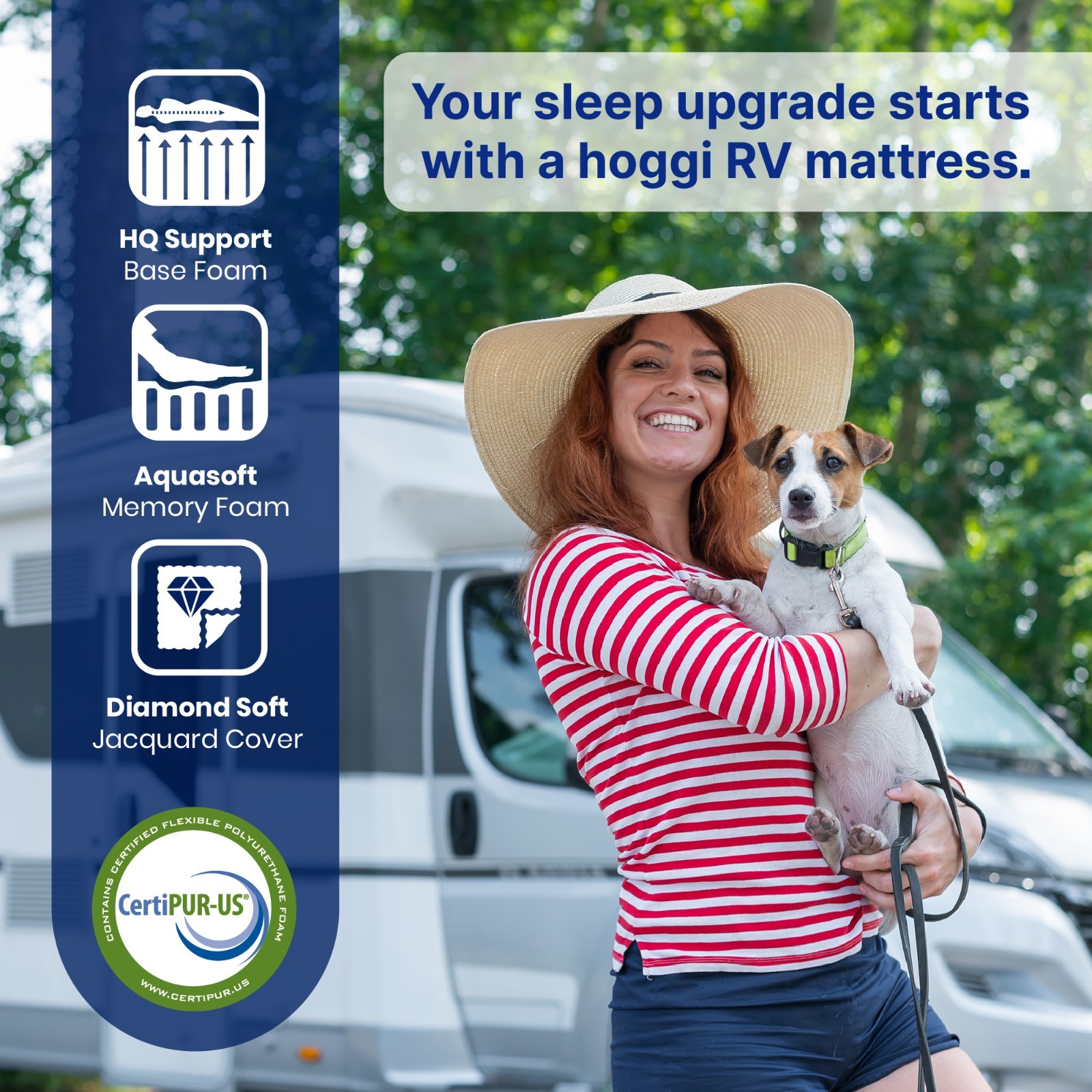 Short Queen, 10 Inch RV Mattress 60×74, High-Quality Memory Foam, hoggisleep NEW