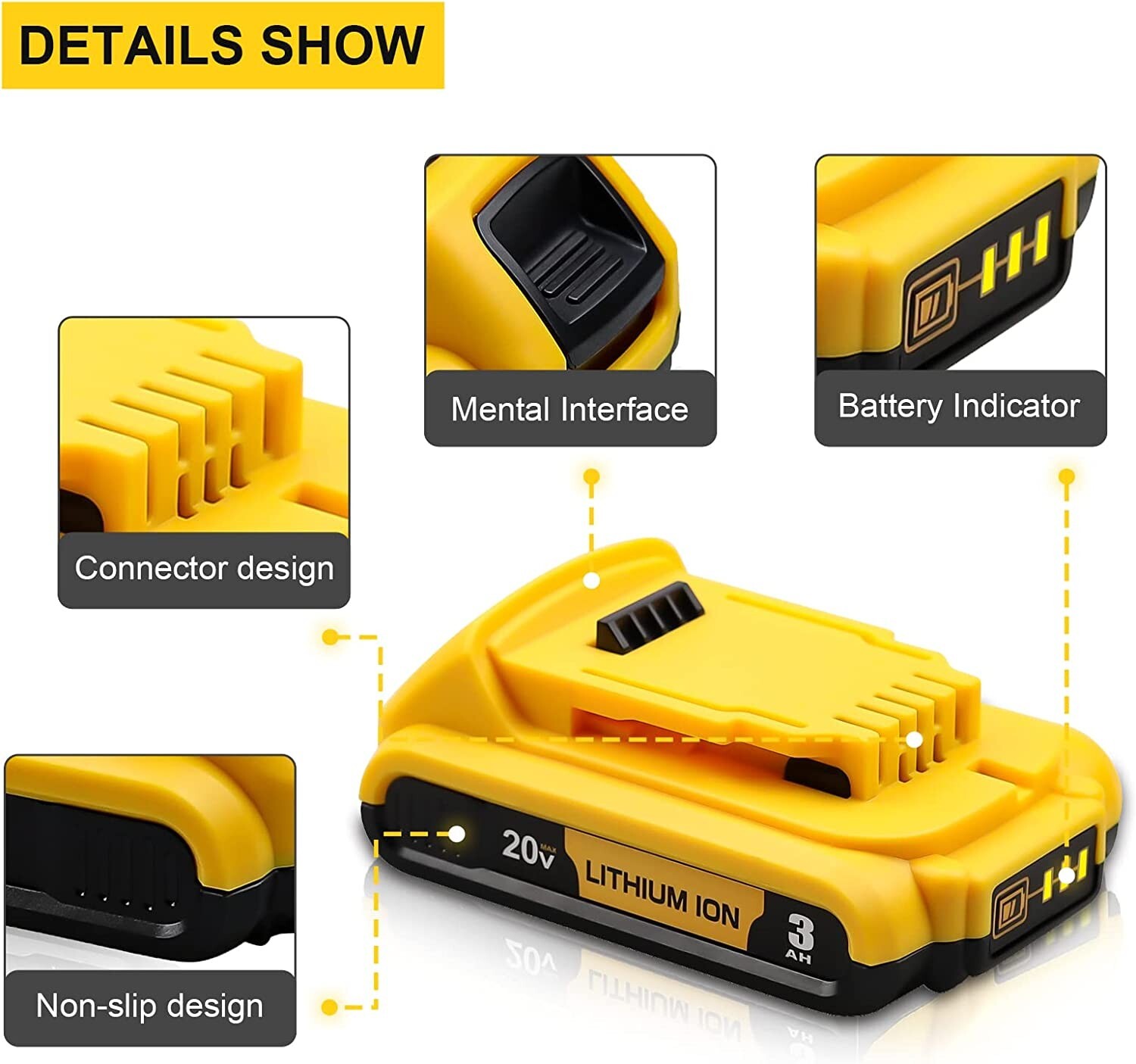 For Dewalt DCB203 20V Max Batteries 2.0Ah Lithium Ion 20 Volt DCB203-2 /Charger