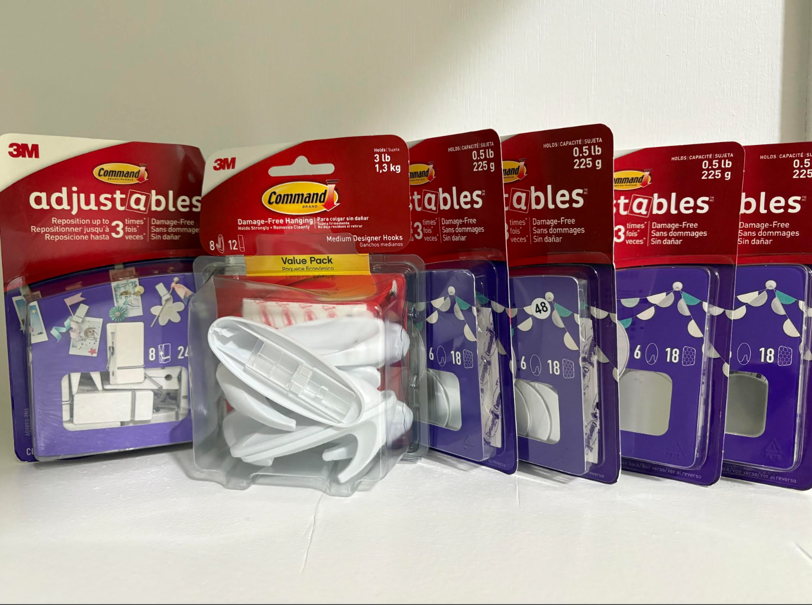 Command Adjustables Clear Adhesive Refill Hook Strips (0.5-lb Capacity) 5 Pack