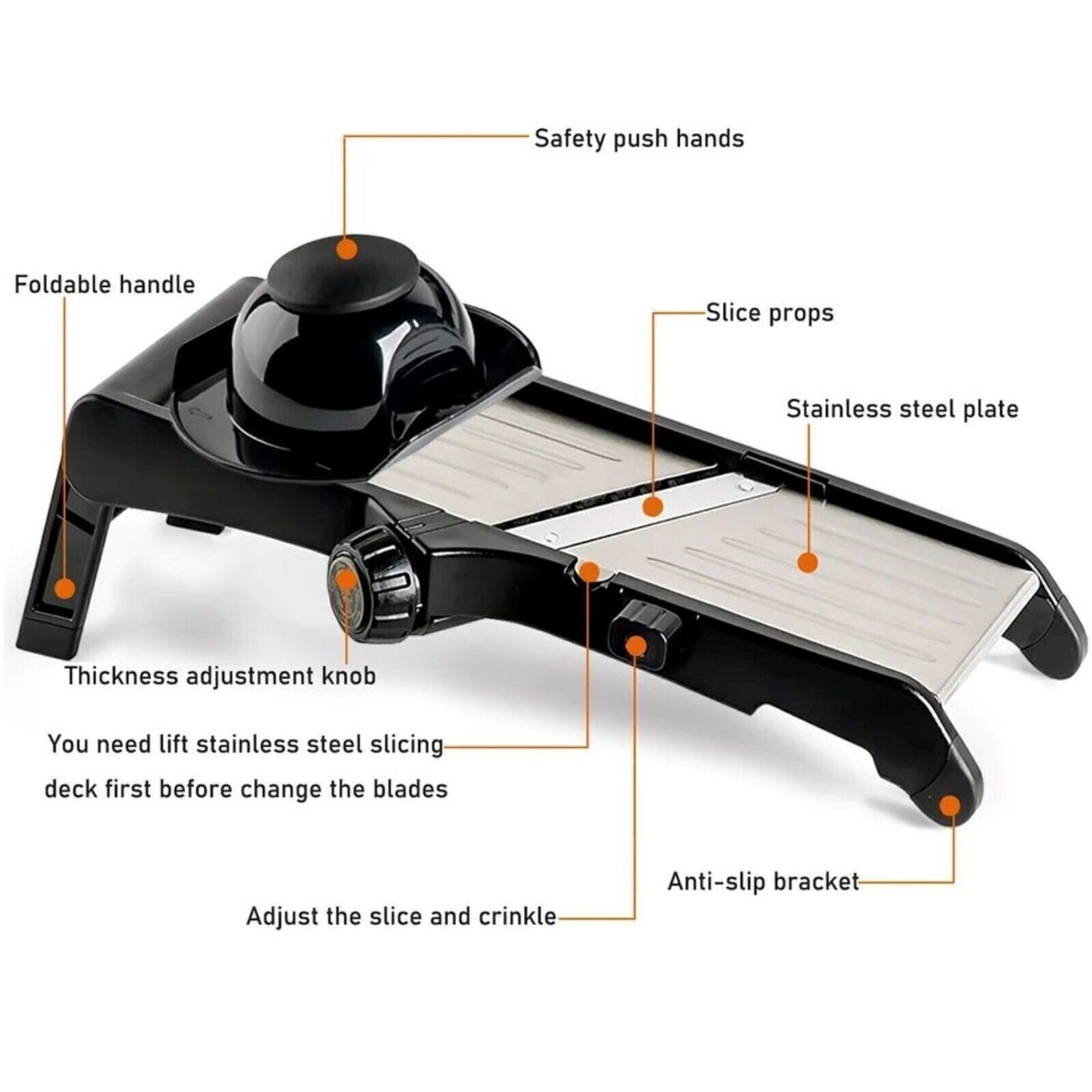 Adjustable Mandoline Food Slicer – Stainless Steel Kitchen Potato, Carrot, Onion