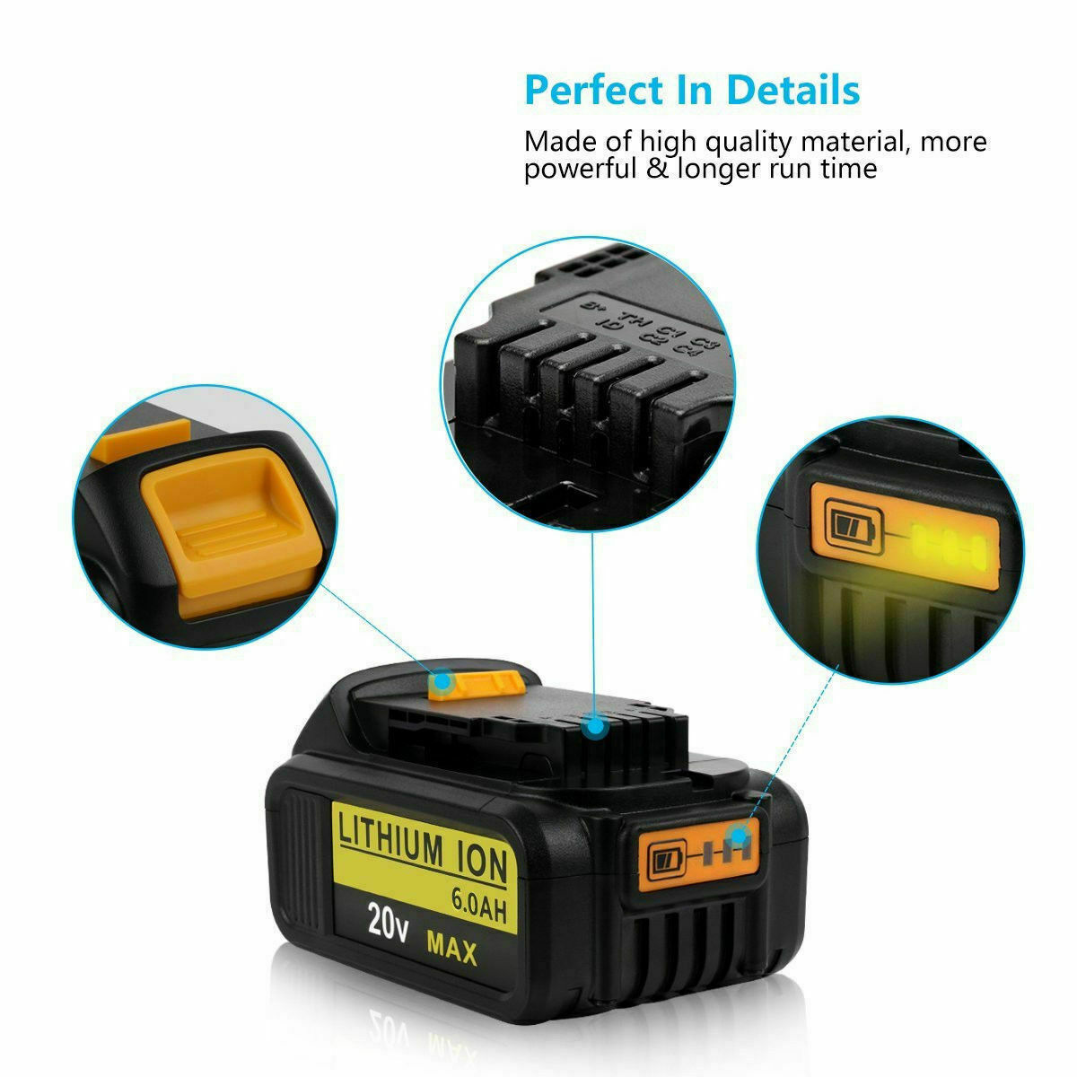 1/2pack 20V For DeWALT Max Lithium Ion DCB201 DCB203 DCB207 Battery or Charger