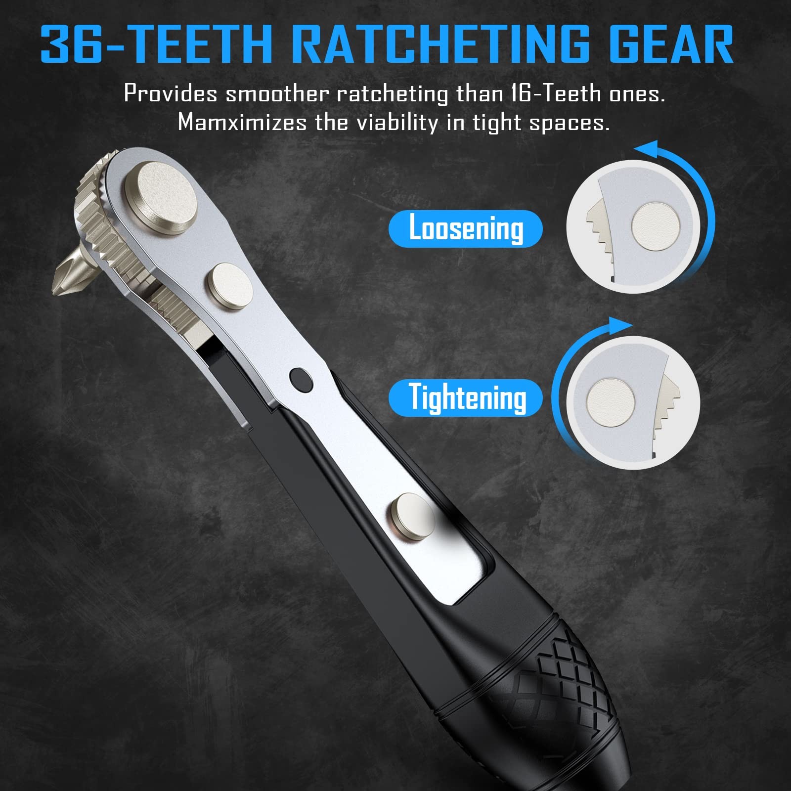 37in1 S2 Steel Mini Ratchet Wrench Screwdriver Bit Set with 1/4″ Hex Shank Ph…
