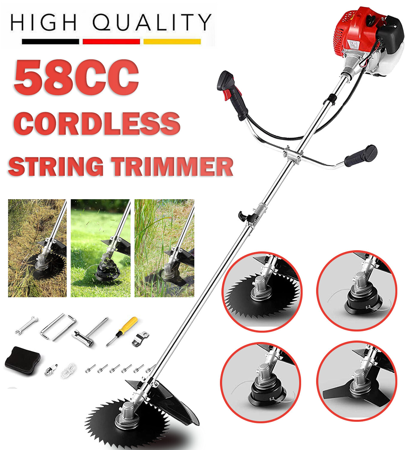 42.7CC/58CC Straight Shaft Gas String Trimmer Gas Powered Weedeater Brush Cutter