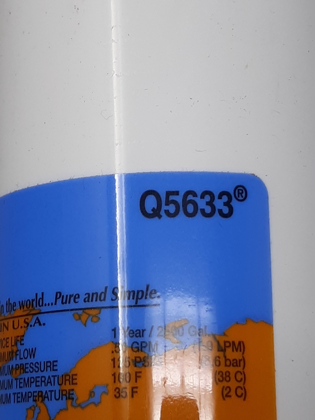 Omnipure Q5633 Inline Water Filter Chlorine Taste Odor Reduction USA