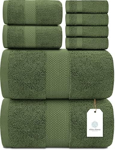 Luxury Sage Bath Towel Set – Hotel Soft Cotton 2/Bath 2/Hand 4/Wash – 8 Piece