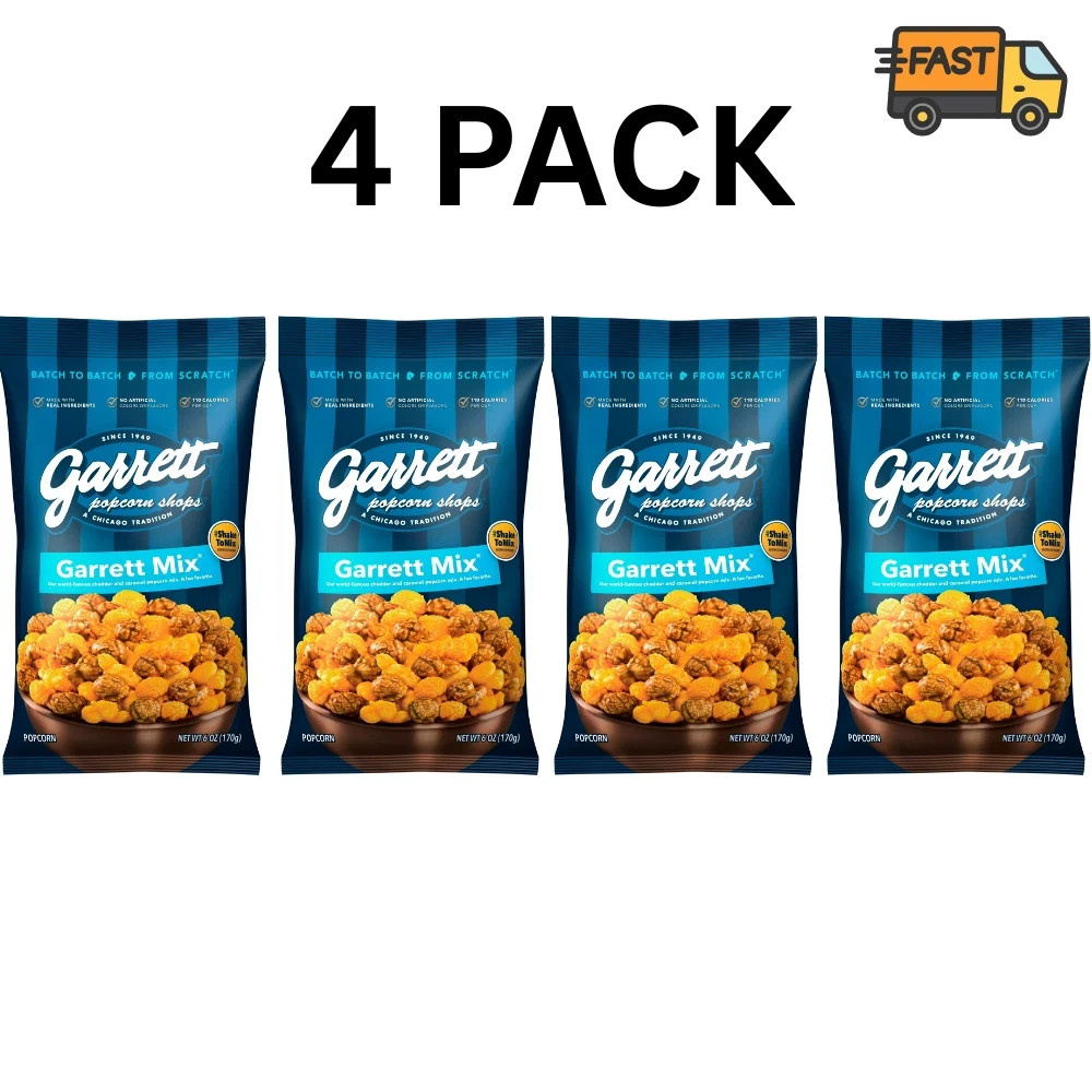 Garrett Popcorn Shops Garrett Mix Popcorn 6 Oz Pack of 4 Gourmet Snack