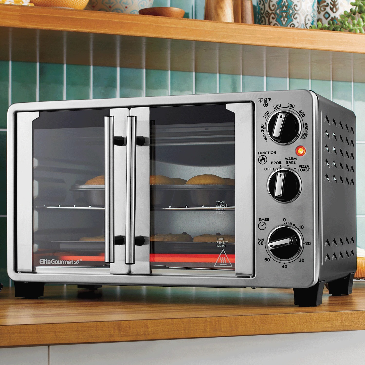 Elite Gourmet Double Door Toaster Oven Bake Broil Toast-FREE SHIPPING