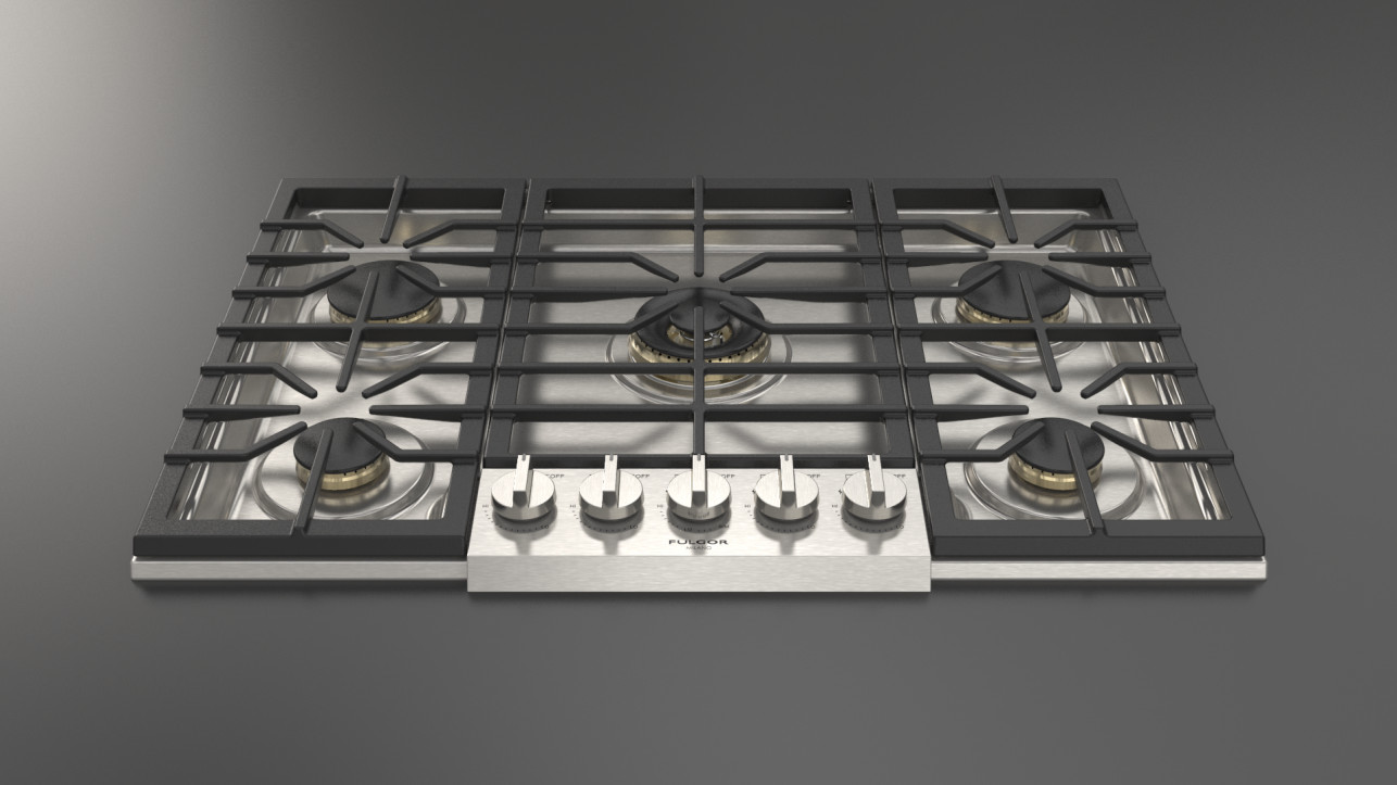 Fulgor Milano F6PGK305S2 30″ Sofia Pro Gas Cooktop 5 Brass Burner Italy Free S&H
