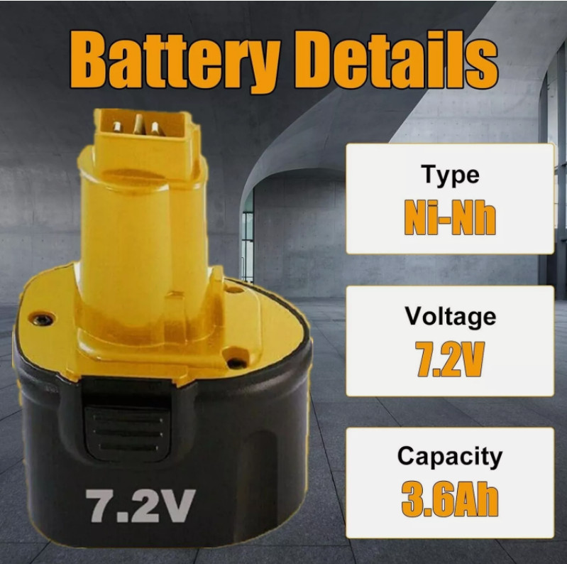 2Pack 7.2V NI-MH Battery replace for DEWALT DE9057 DW9057 7.2Volt Cordless Drill