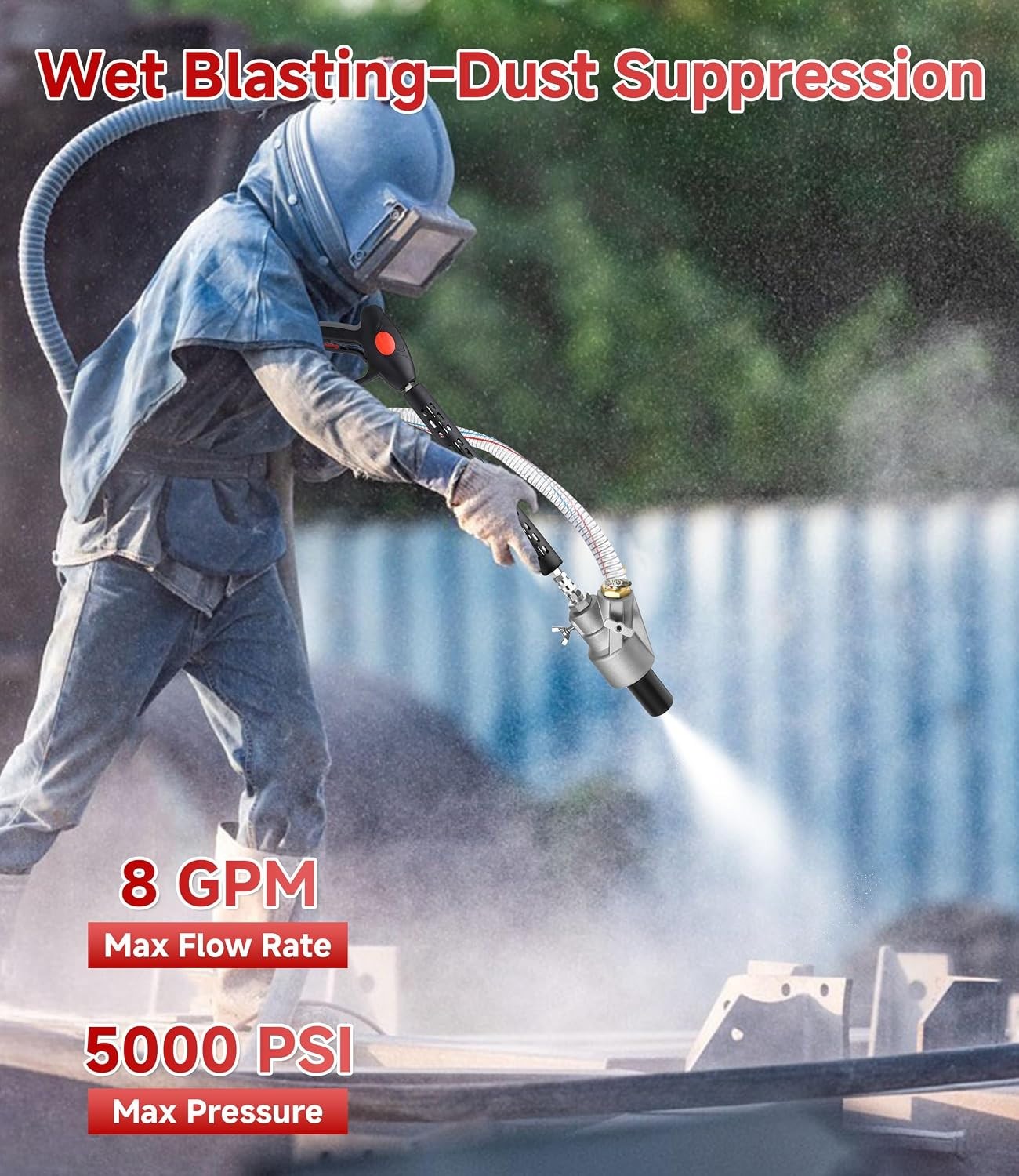 Pressure Washer Sandblasting Kit, 1/4” Quick Connect, 5000 PSI | Wet Sand Blast