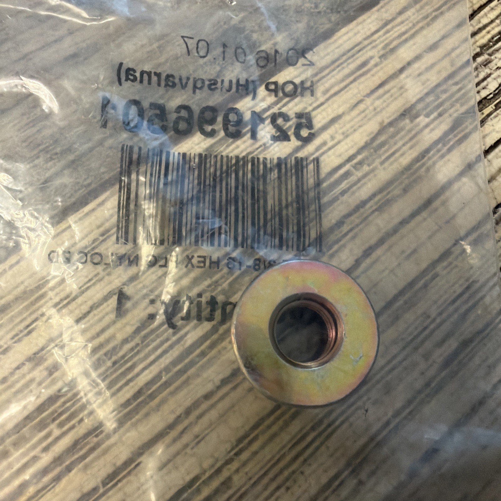 (1) Genuine HOP HUSQVARNA NUT 3/8-16 HEX FLG NYLOC ZD Part# 521996501