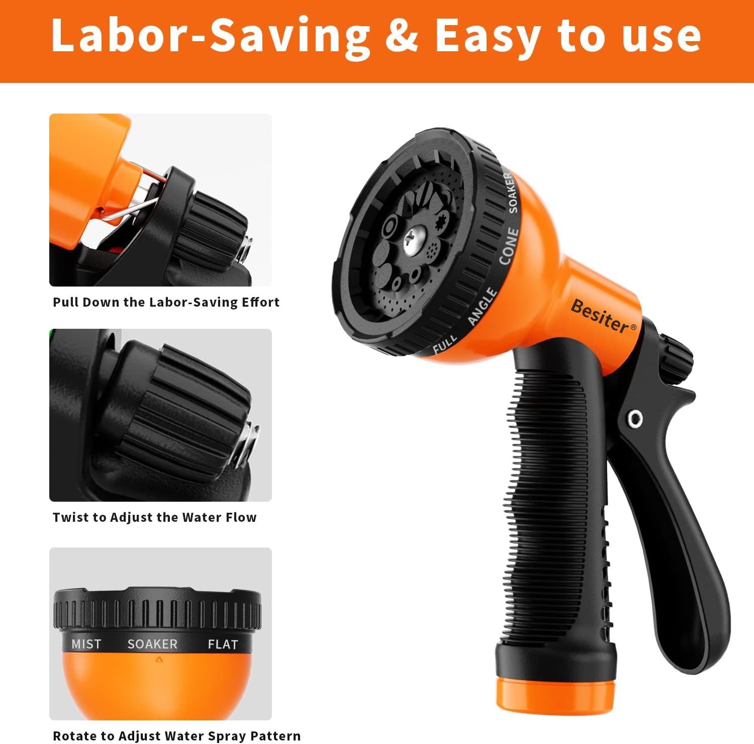 Garden Hose Nozzle Sprayer 2 Pack 10 Patterns Heavy Duty for Hose