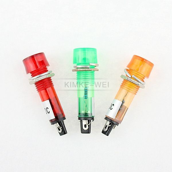 10mm LED Pilot Panel Indicator Signal Warning Light Lamp AC/DC Red Green Yellow