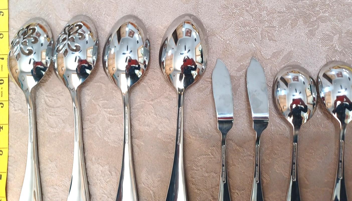 Asian Bird Reed & Barton 8 Serving Utensils 18/10 Stainless Flatware Vietnam
