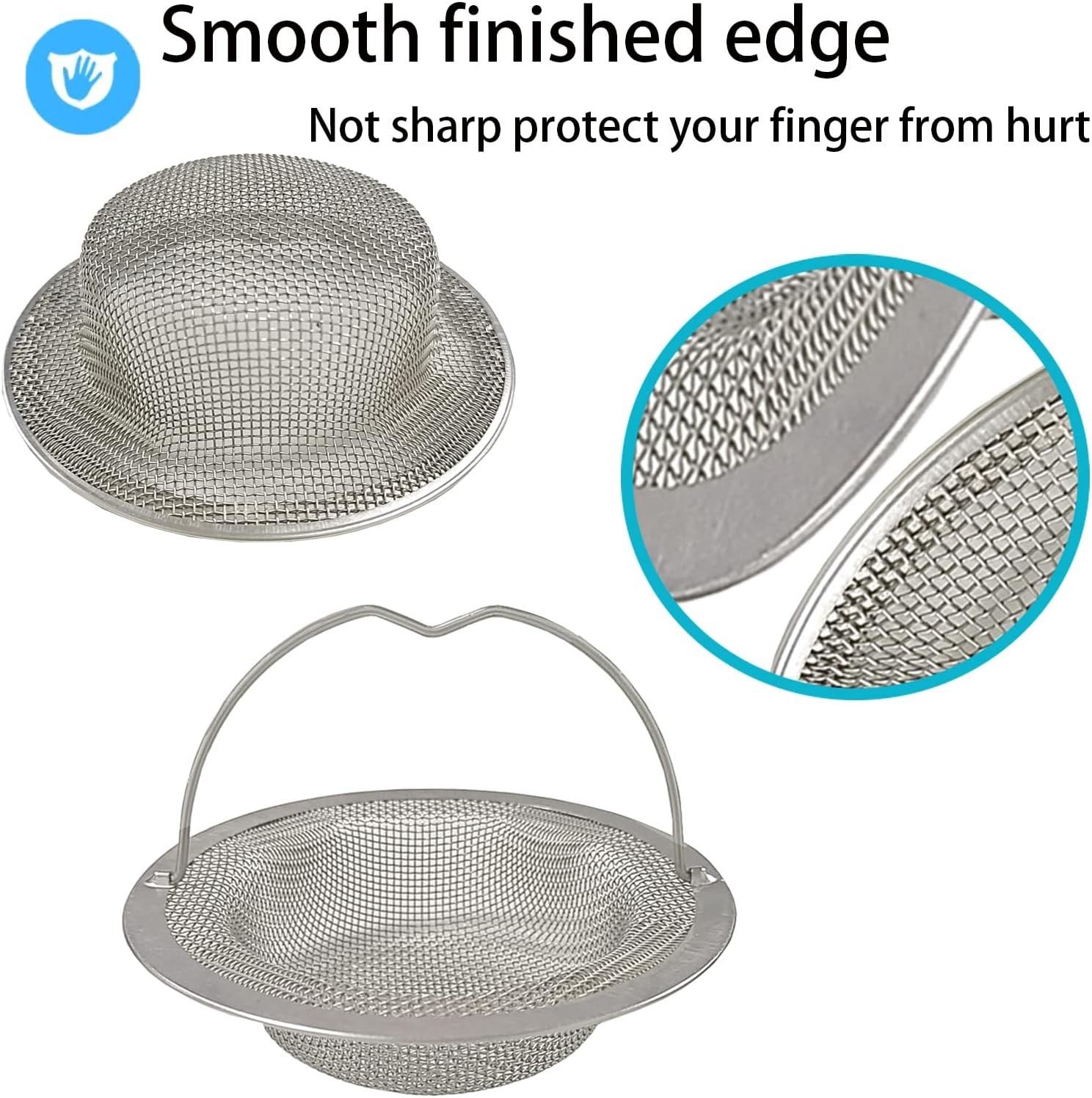 Kitchen Sink Strainer Large Wide Rim 4.5″ Stainless Steel Mesh Drain Filter
