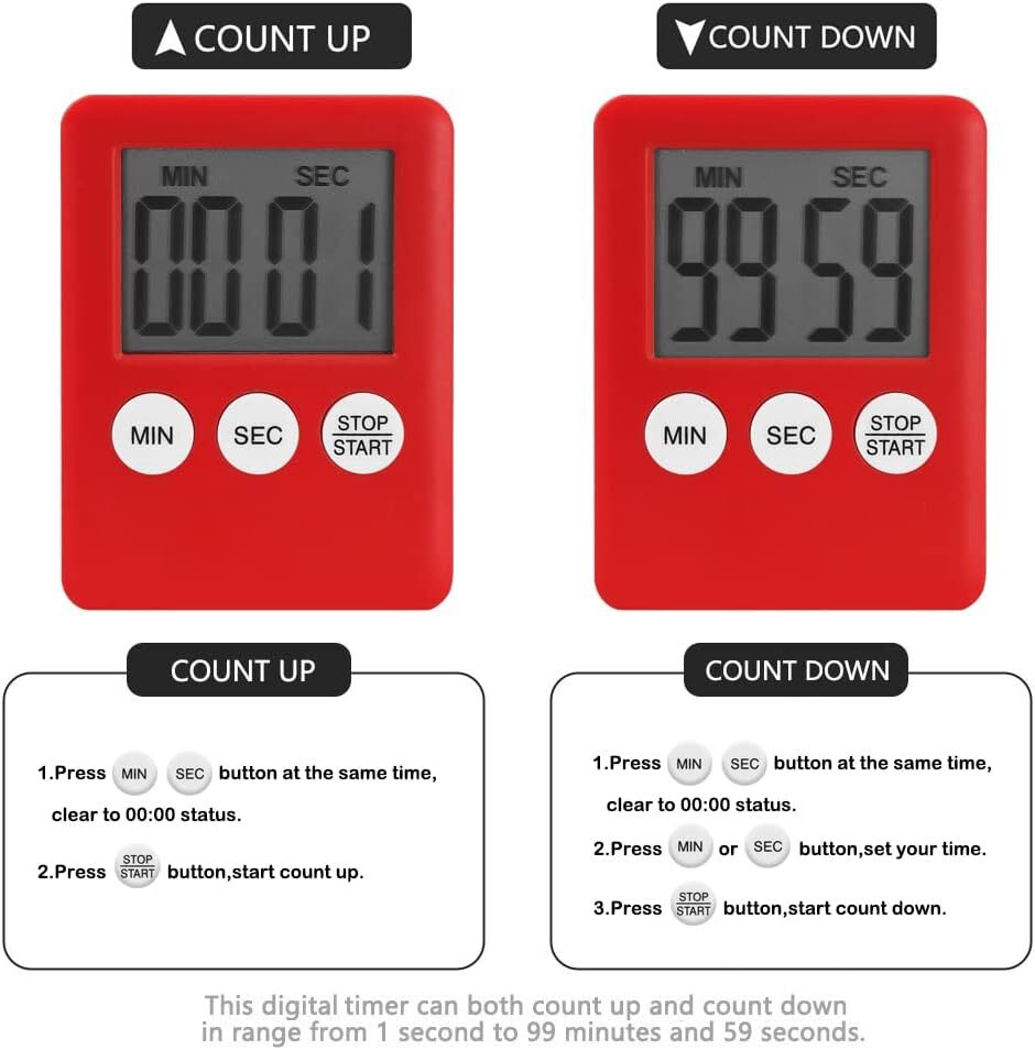LCD Digital Kitchen Cooking Timer Count-Down Up Clock Loud Alarm Magnetic Lot