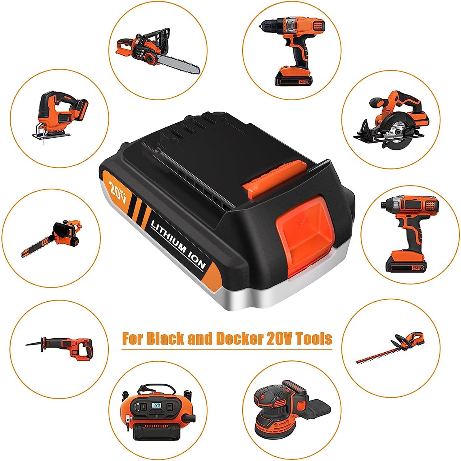 2 Pack 20V MAX 3.0Ah Battery and Charger Combo for BLACK+DECKER 20V Batteries