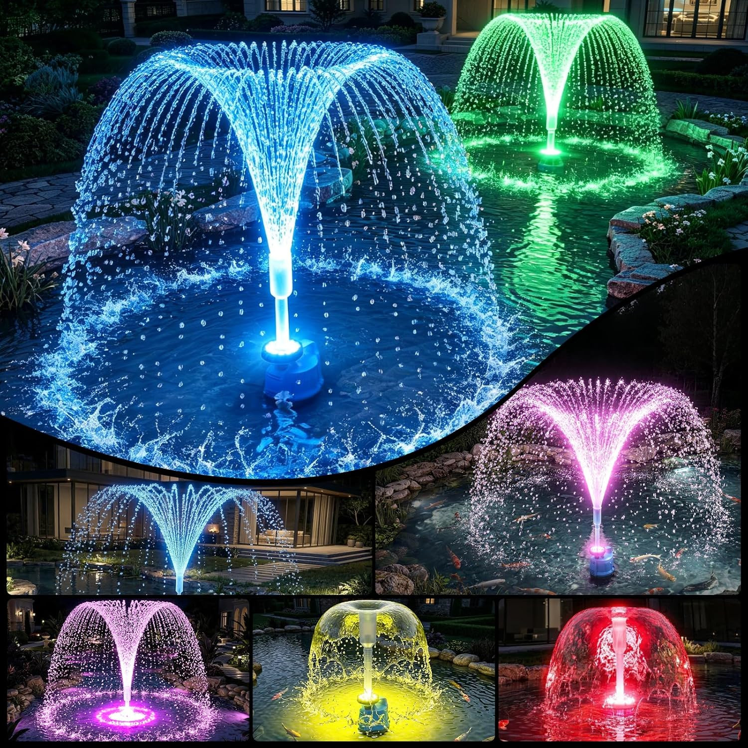 2026 Patented Pond Filter with Pump Fountain Lights, 2-In-1 Pond Filter with Pon