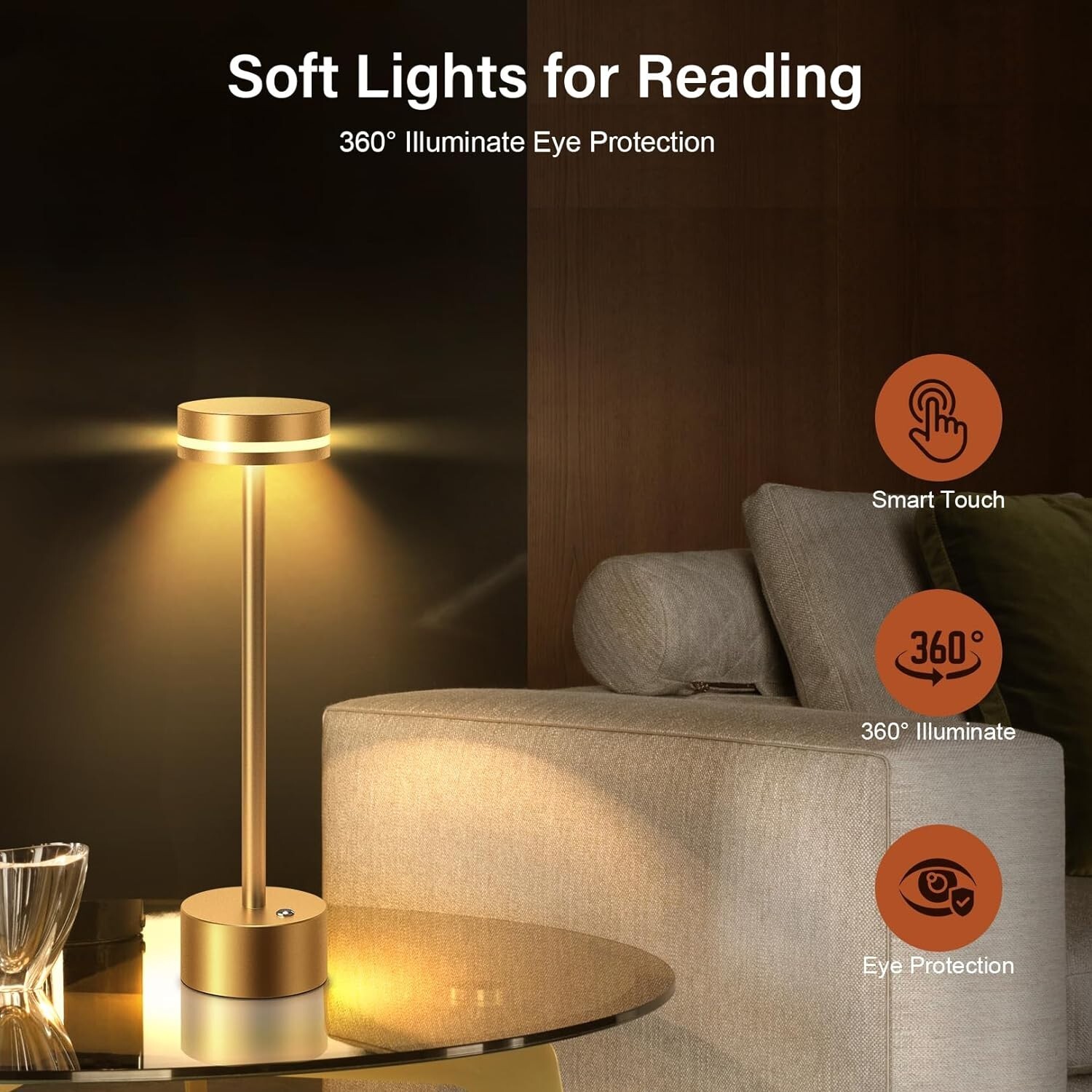 Cordless Table Lamp Portable Battery Powered LED Desk Lamps USB Rechargeable US