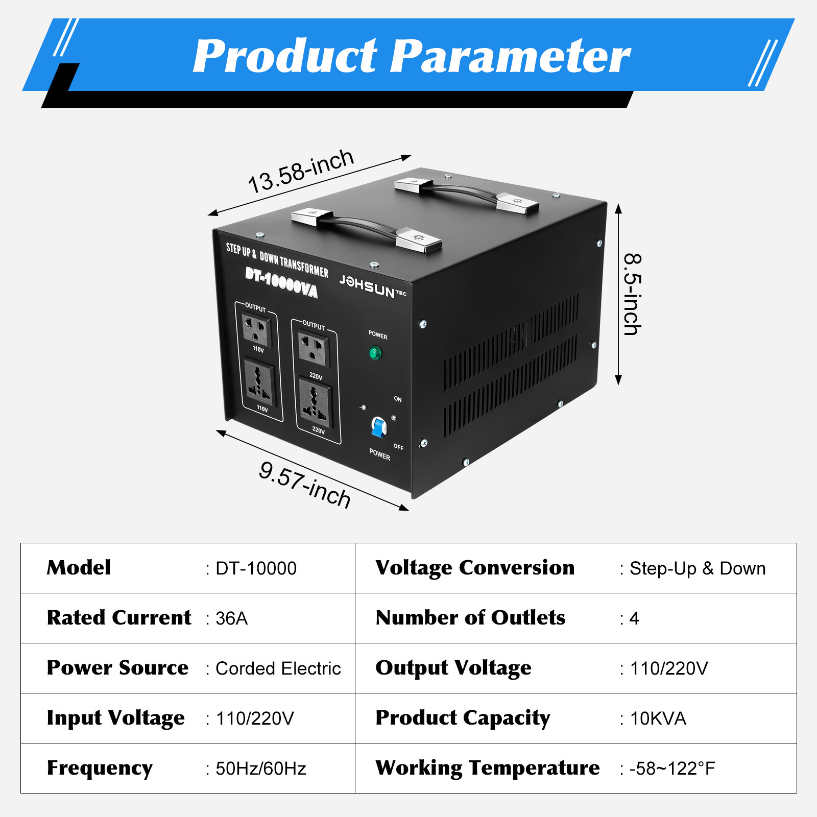 10000 Watt Voltage Converter Transformer Heavy Duty Step Up / Down 220V-110V New