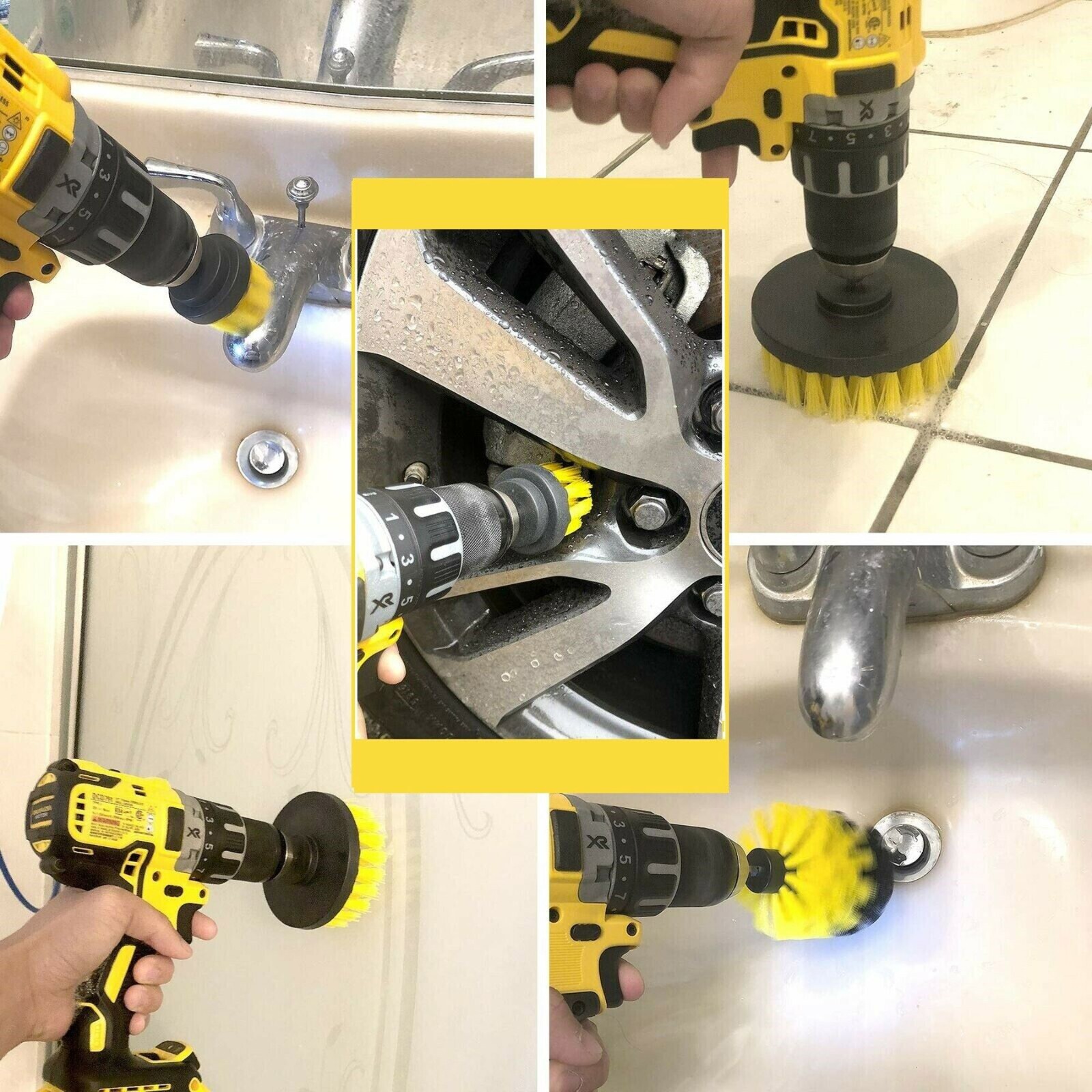 Drill Brush Set Power Scrubber Drill Attachments For Carpet Tile Grout Cleaning