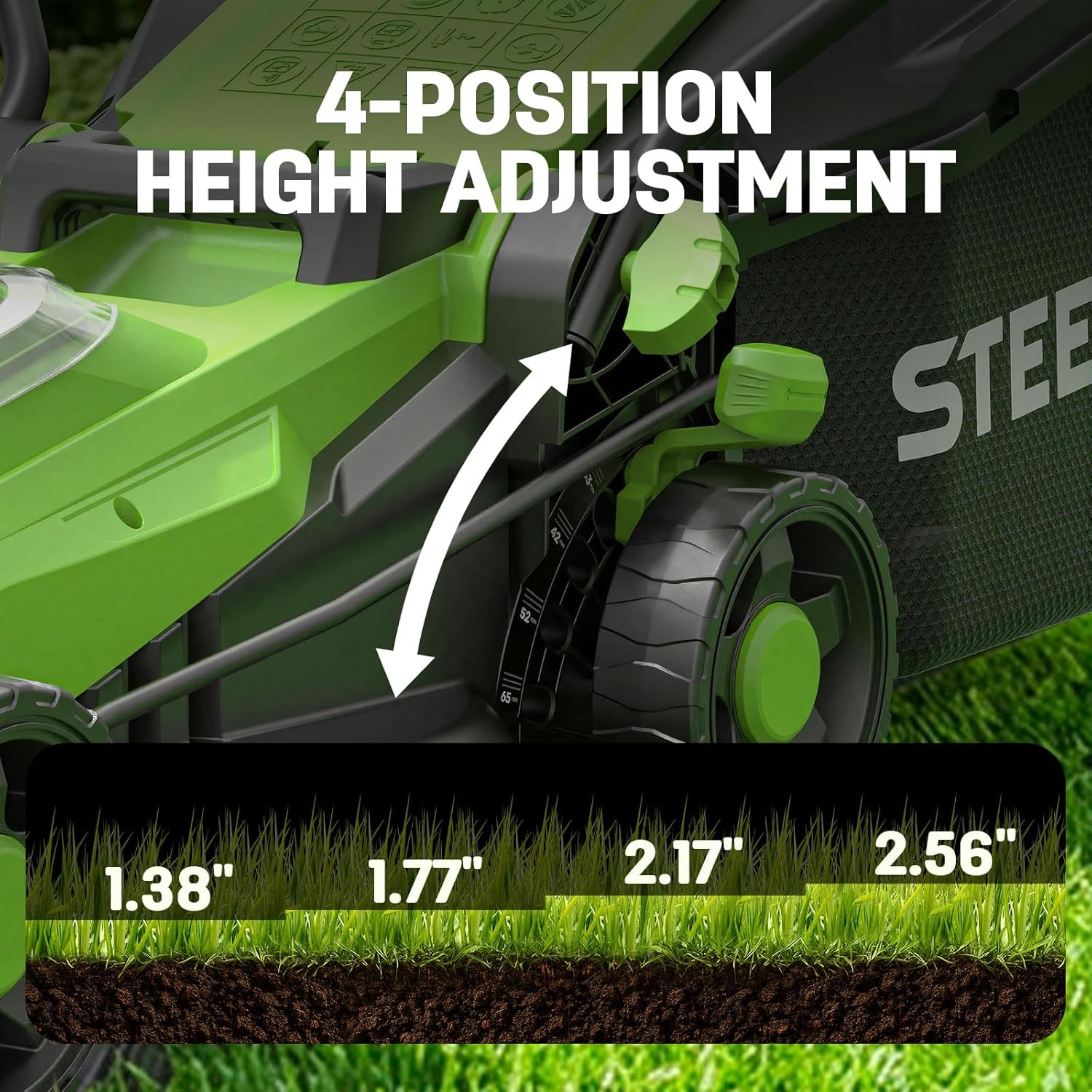 STEELITE 13″ Cordless Electric 21V Brushless Motor Lawn Mower with 4.0Ah Battery