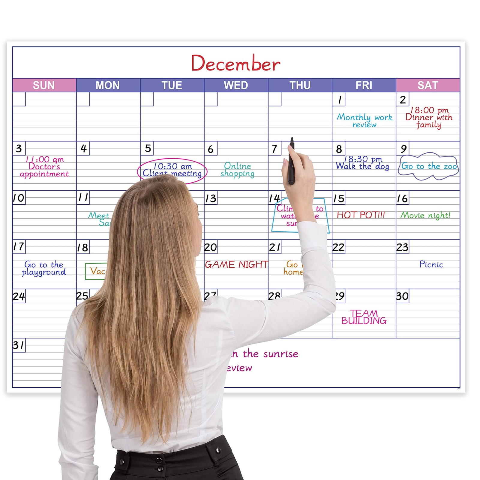 Large Dry Erase Calendar for Wall – Undated 1 Month Wall Calendar, 40″ x 30″,…