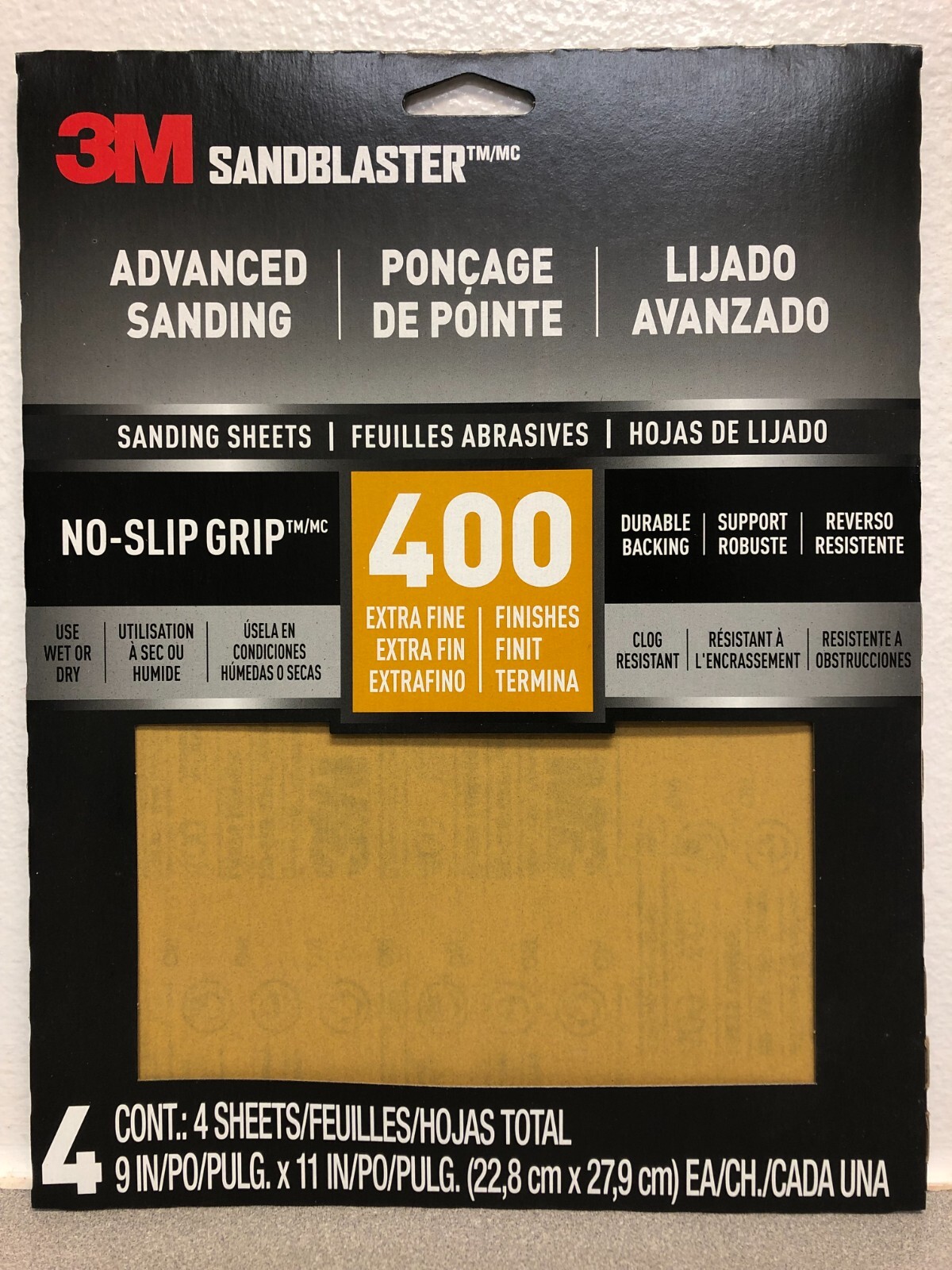 3M Sandblaster 20400-G-4 11 in. L X 9 in. W 400 Grit Ceramic Sandpaper 4 pk