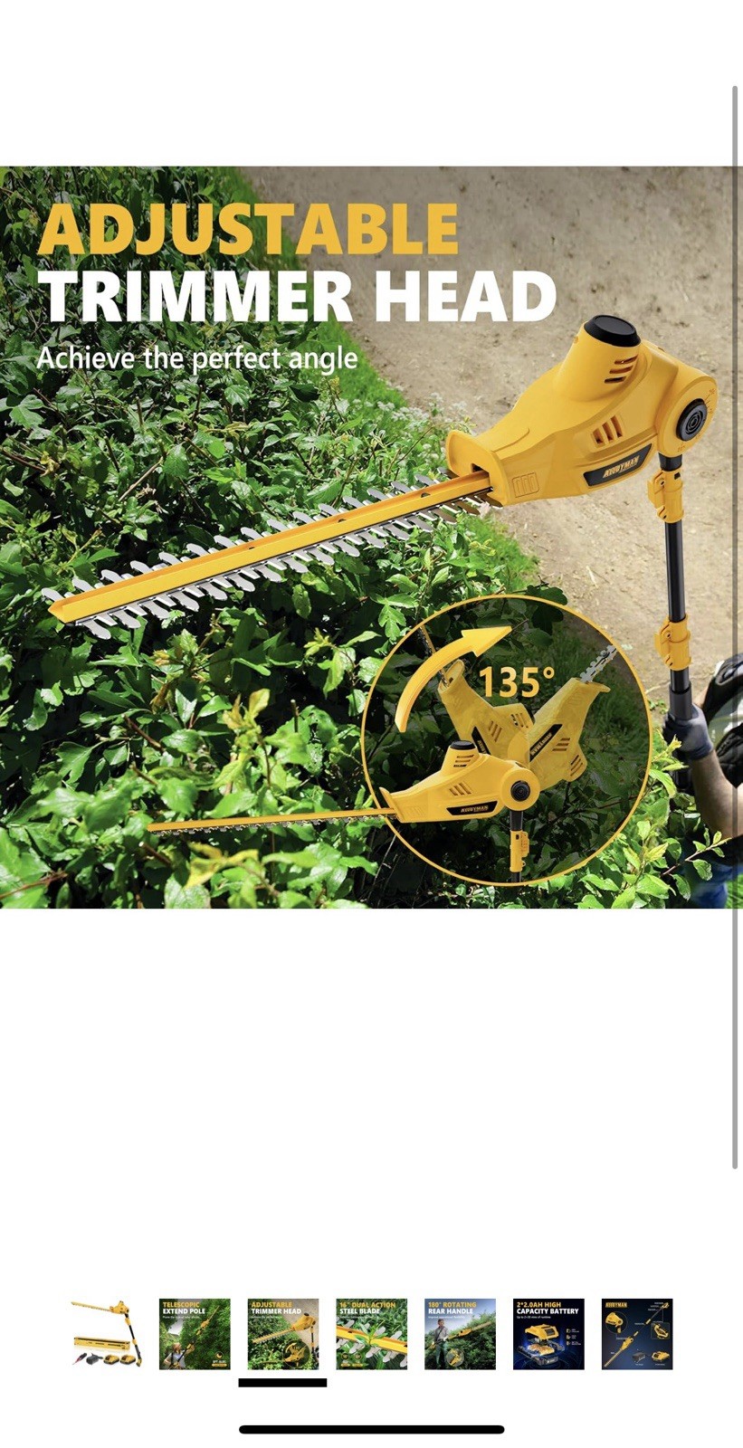 20V MAX Pole Hedge Trimmer,Telescoping Pole Hedge Trimmer,with 2 Packs 2.0Ah …