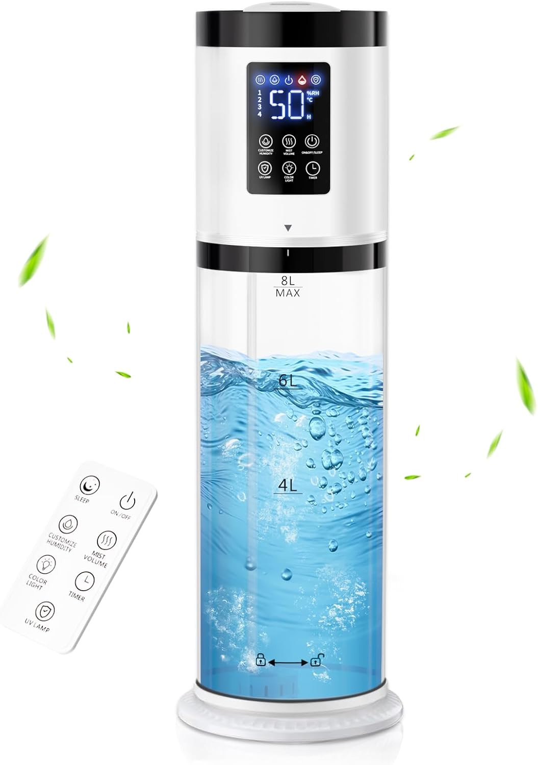 8L Humidifiers for Bedroom, 30Db Quiet, 500Ft² Coverage, 60H Runtime, Top Fill,