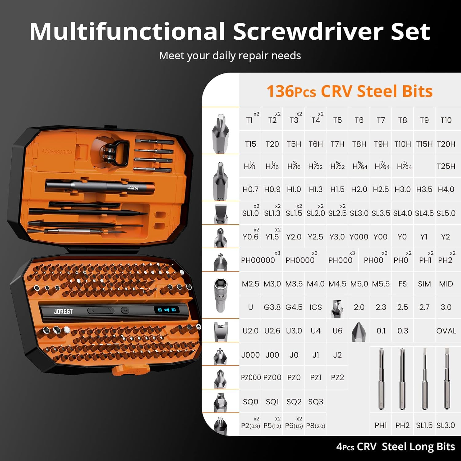 155 in 1 Mini Electric Screwdriver Cordless, Precision Power Screwdriver Set, 5