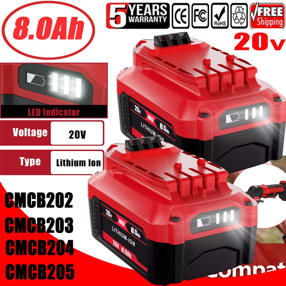 2X8Ah V20 For Craftsman Battery CMCB204 CMCB203 CMCB205 CMCB206 Cordless Battery