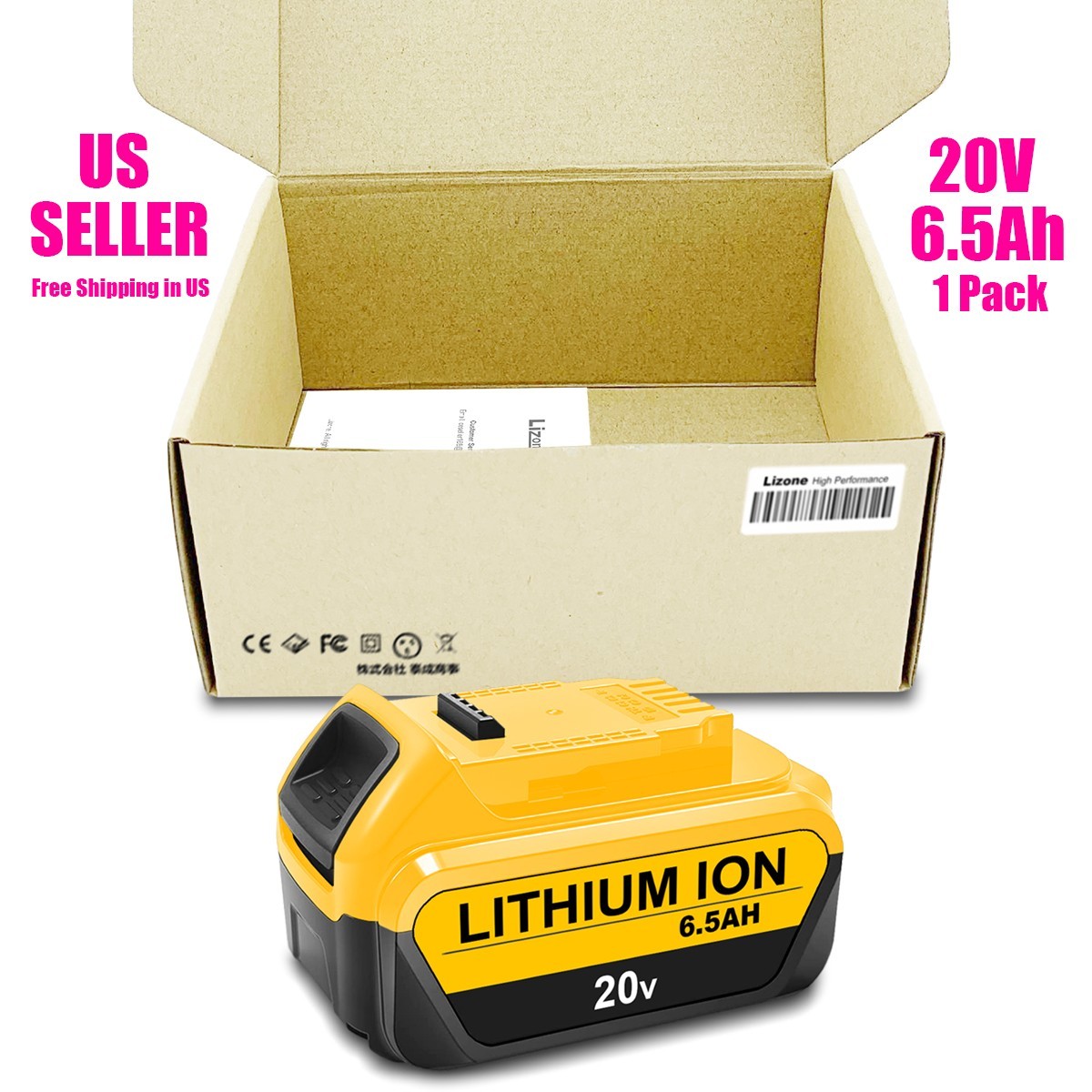 NEW 6.5Ah DCB206 For DeWalt 20V Max 6.0AH Lithium-Ion Battery DCB206 DCB205