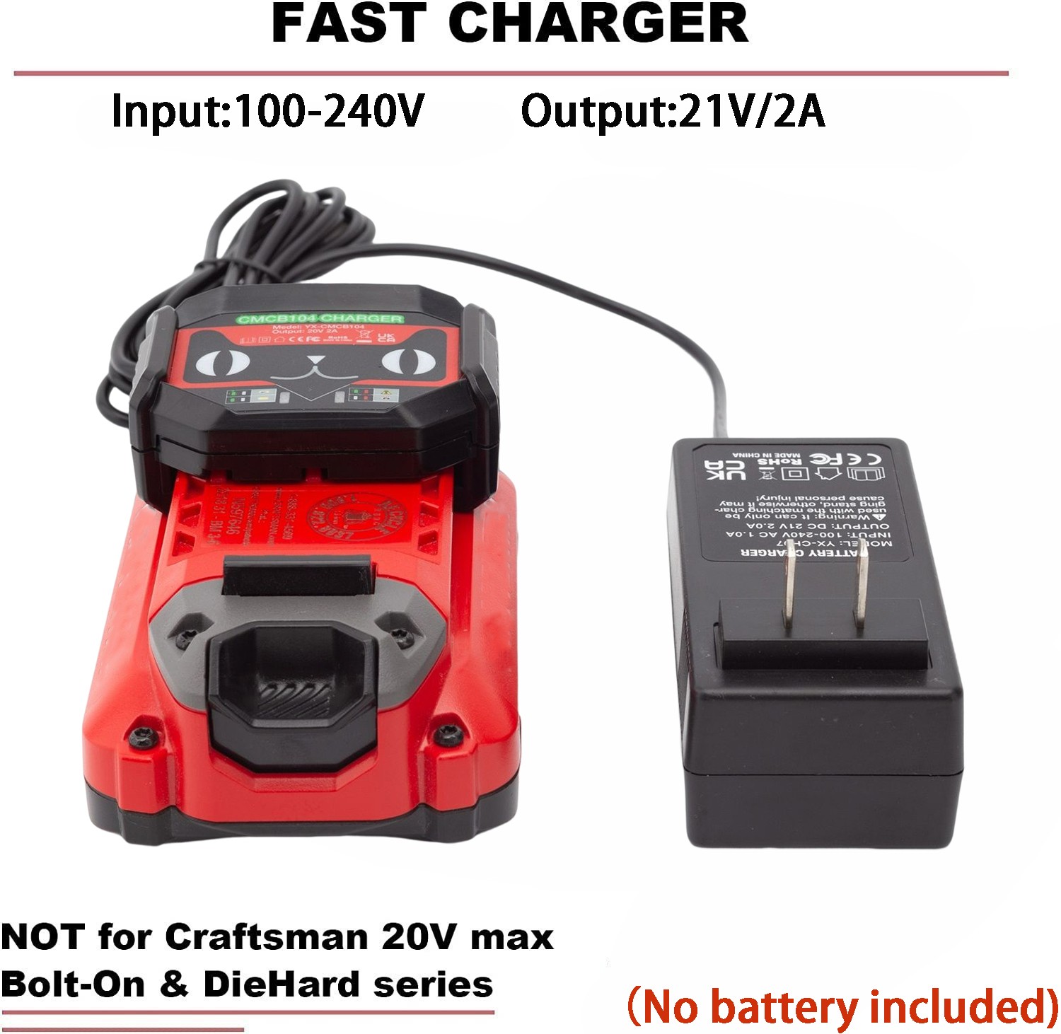 Battery Charger Replacement For Craftsman 20V MAX V20 Series Li-ion Battery US
