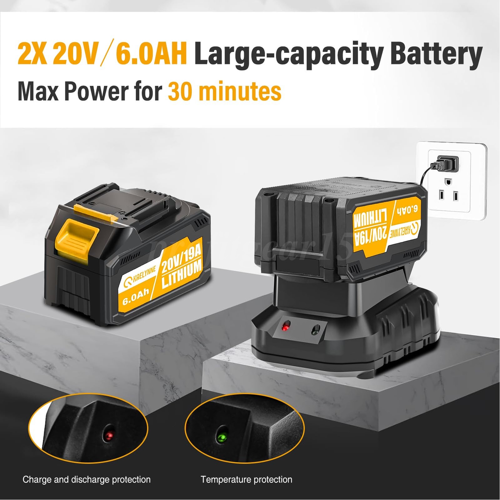 21V Cordless Leaf Blower,6-Speed Adjustment and LCD Display with 6.0Ah Batteries