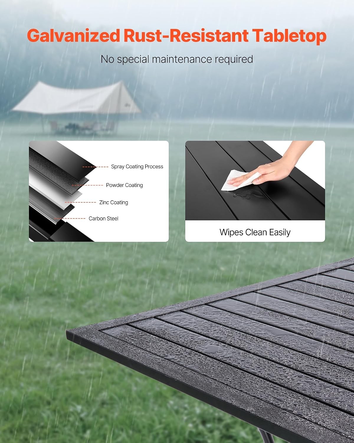 37″ Square Metal Steel Slat Outdoor Patio Dining Table