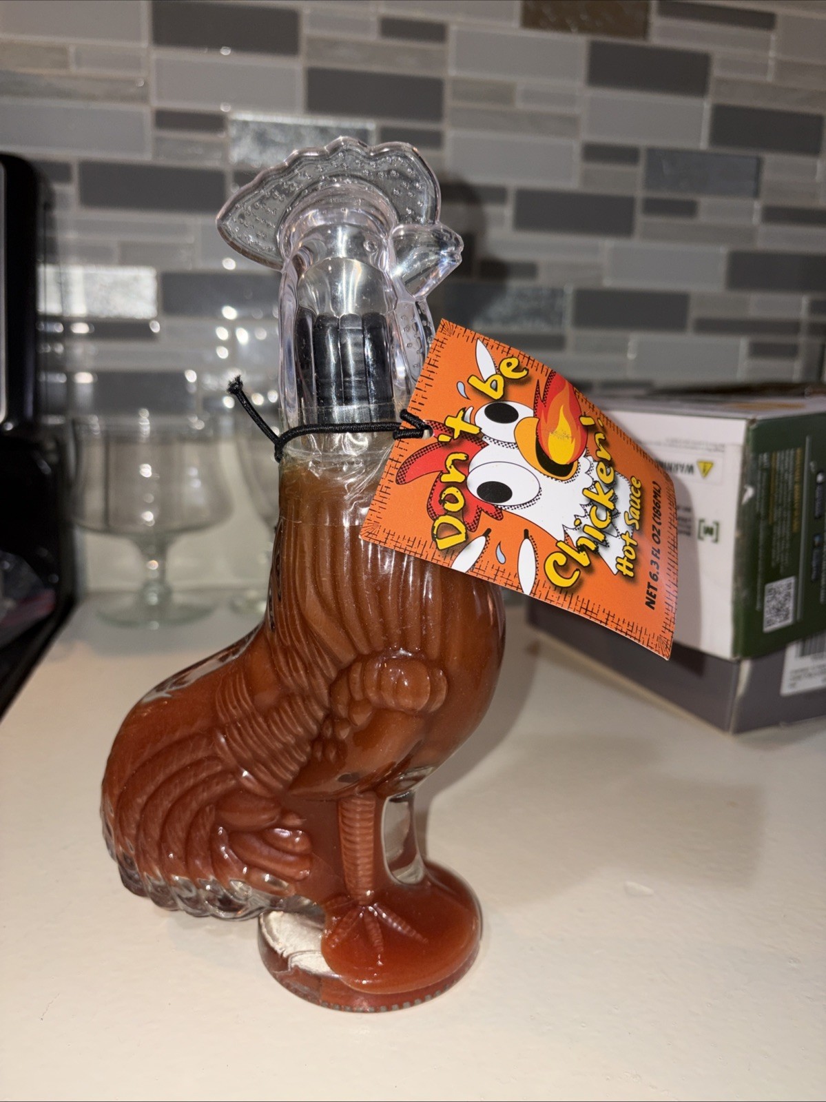 Don’t Be Chicken Hot Sauce Molded Glass Bottle 6.3oz Red Habanero Wing Sauce