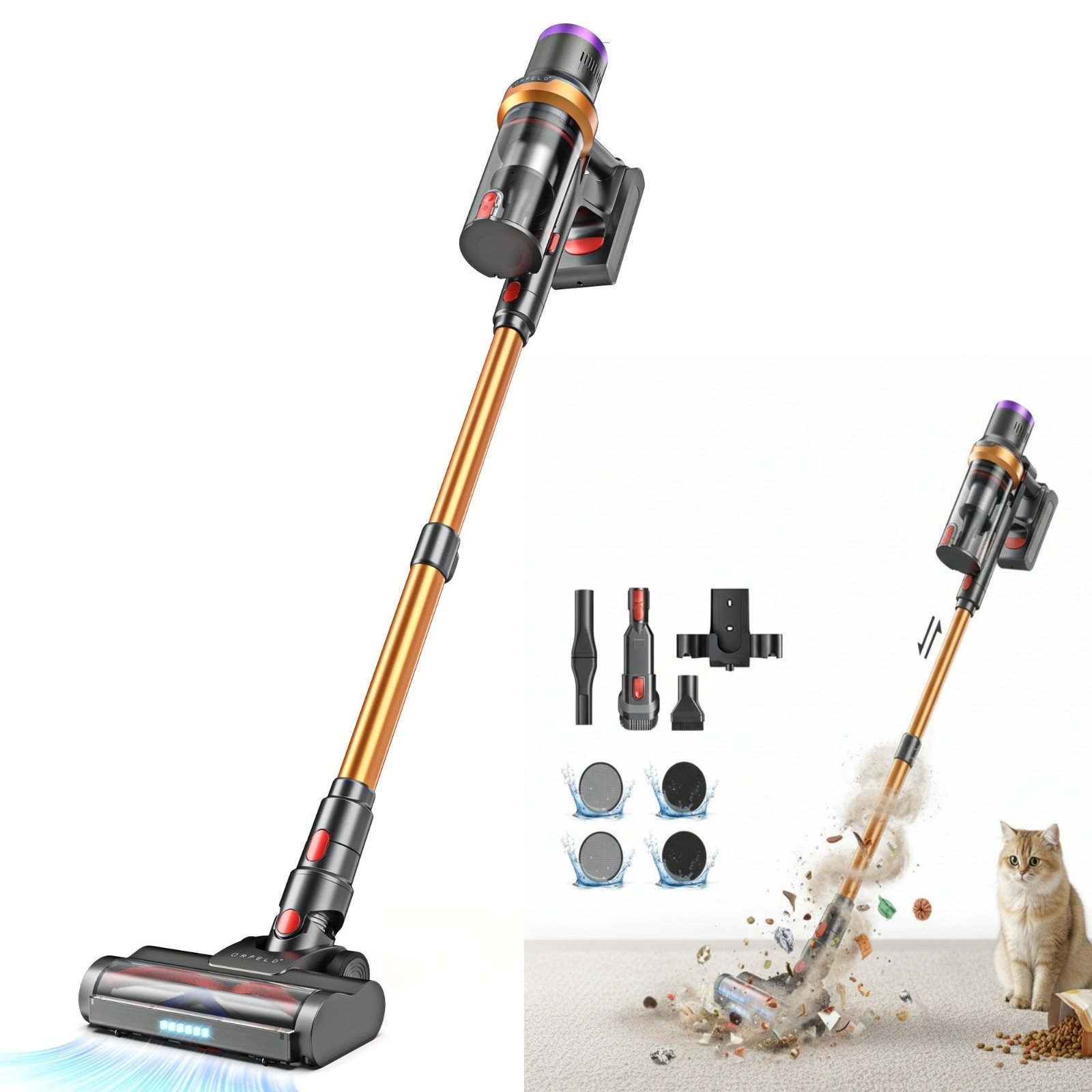 6-in-1 Cordless Vacuum Cleaner 50KPA Stick Vacuum Lightweight Rechargeable 45min