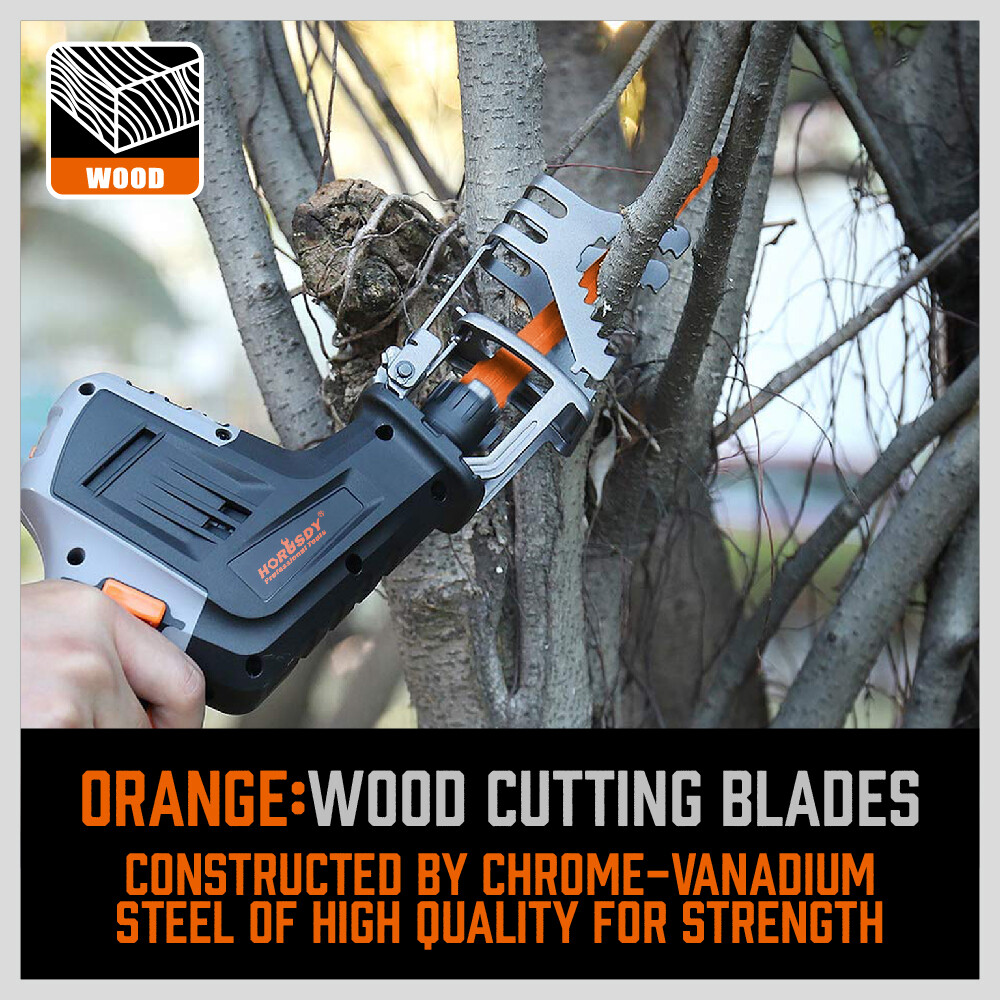 HORUSDY 34PC Metal Reciprocating Saw Blade Set & Wood Pruning Reciprocating Saw