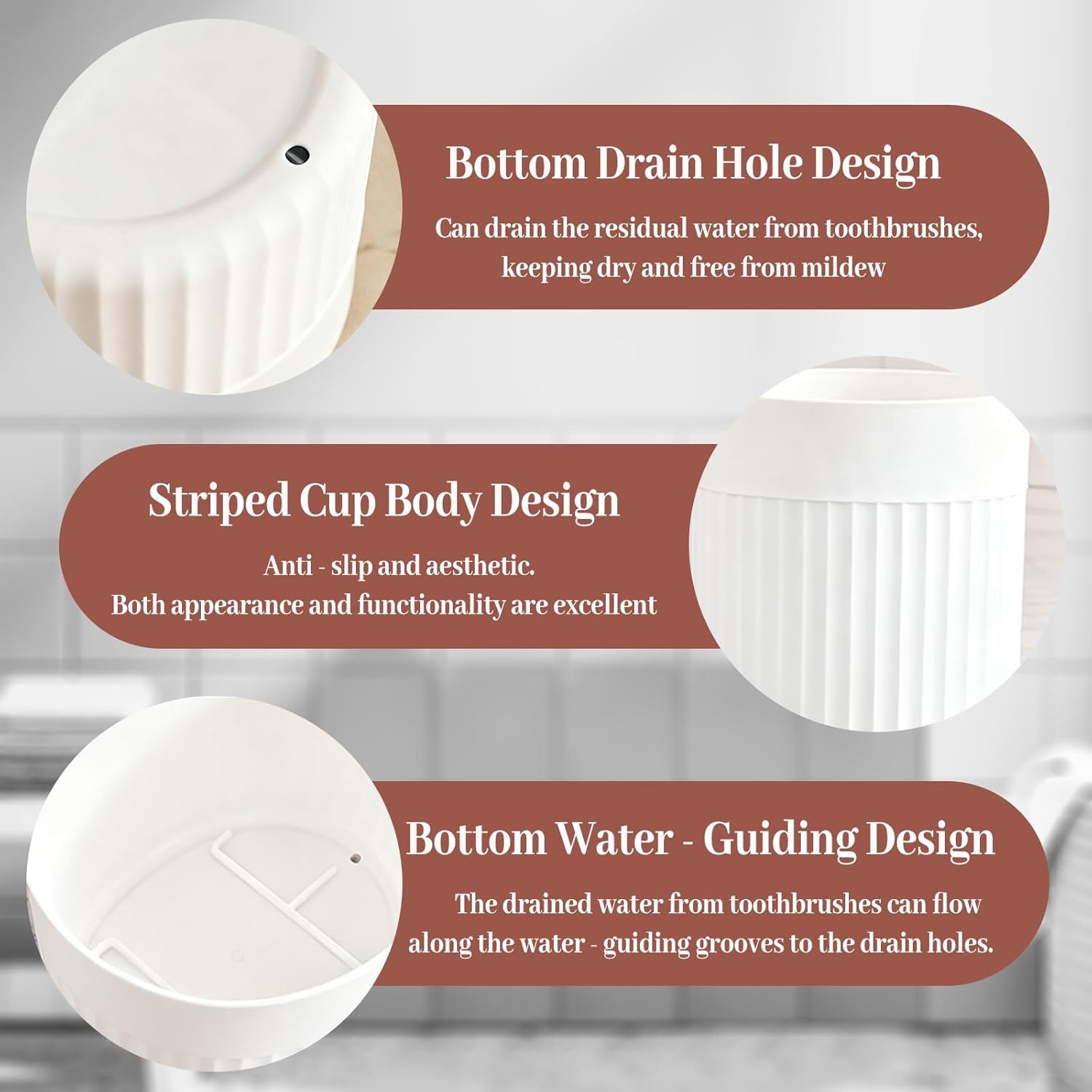 Toothbrush Holder Bathroom Toothpaste Stand Organizer Freestanding White