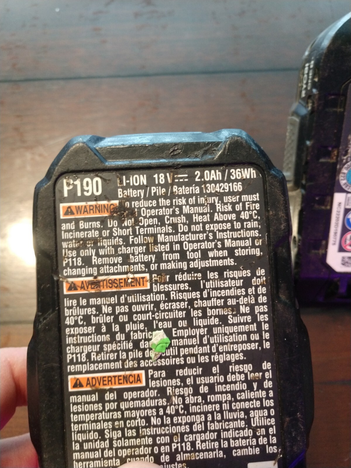 Ryobi One+ 18V Lithium Ion Battery 2.0 & 1.5 Ah FOR PARTS ONLY P190 PBP002