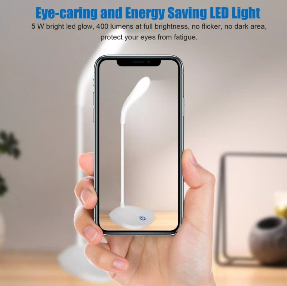 USB LED Desk Light Dimmable Bedside Reading Lamp Rechargeable Touch Control -&=#
