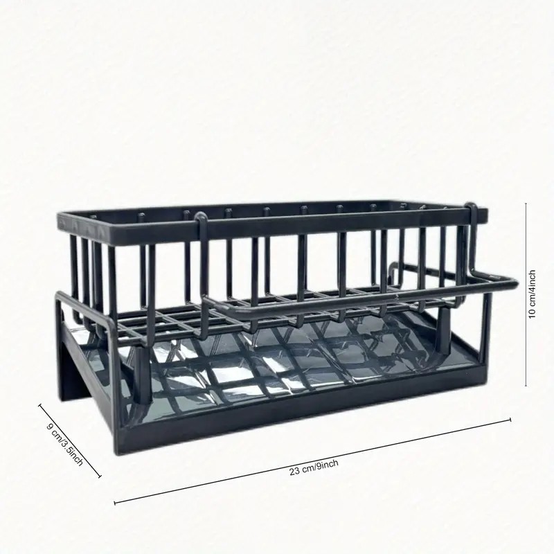 Black Aluminum Kitchen Sink Sponge Organizer Rack with Towel Holder Rust Free